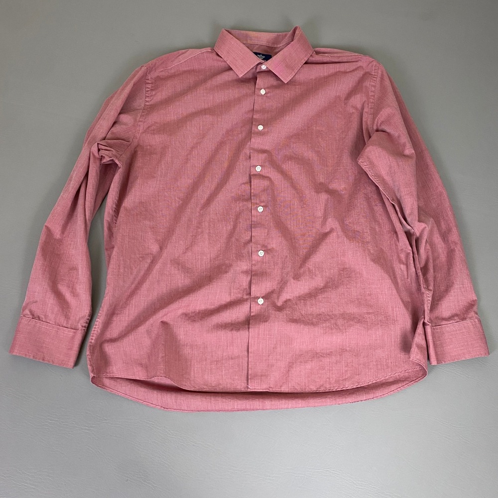 DOCKERS Button Down Shirt Men XL 17 / 17.5 34/35 Red‎ Fitted Long Sleeve